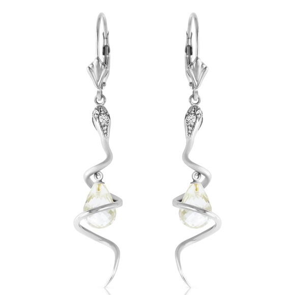 Galaxy Gold Products Jewelry - 14k Gold Snake Earrings Topaz & Diamonds